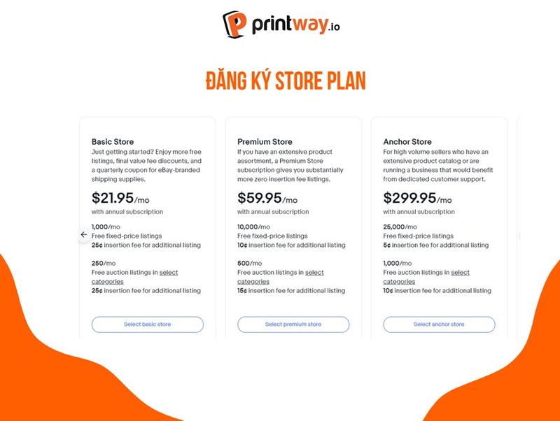 chon store plan phu hop khi ban hang tren ebay