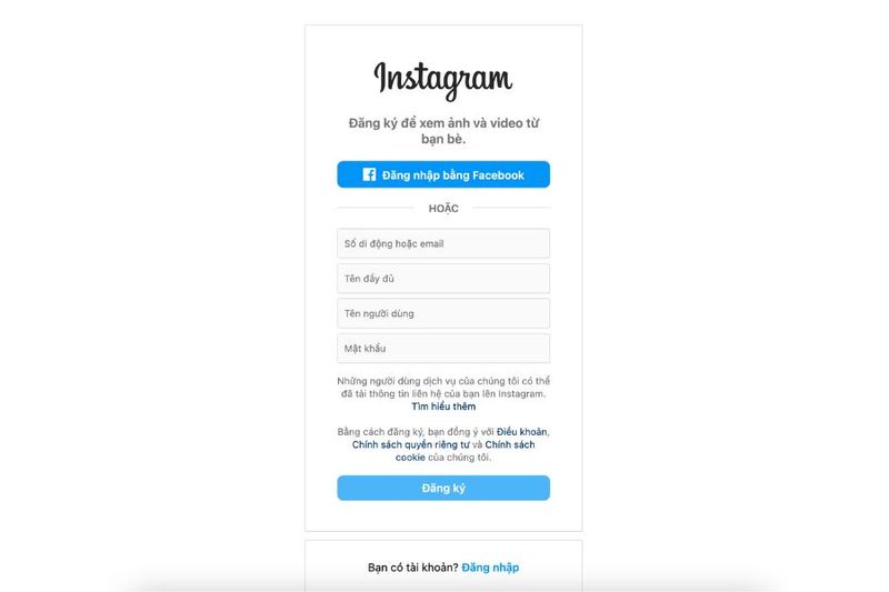 cach tao tai khoan instagram tren may tinh