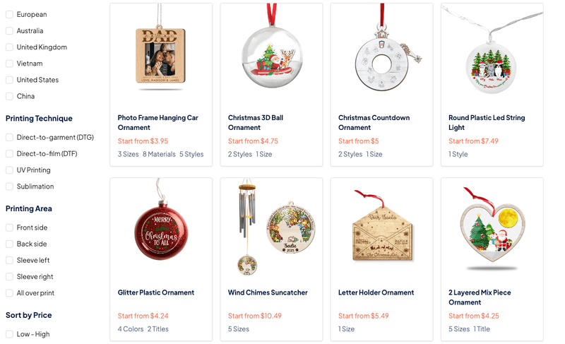 print on demand ornament