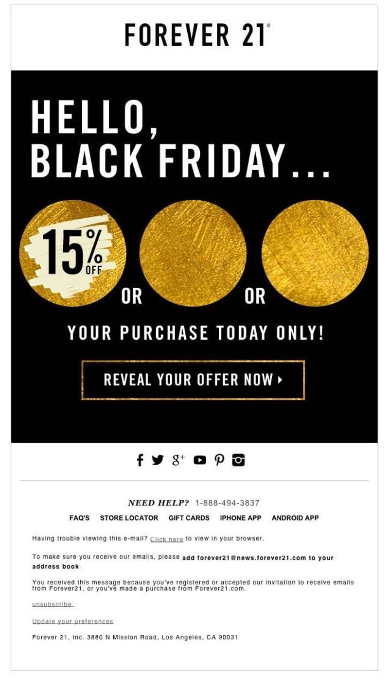 Black Friday Email Marketing example