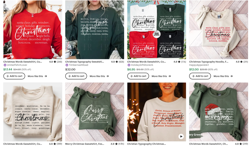 Christmas typography sweatshirts