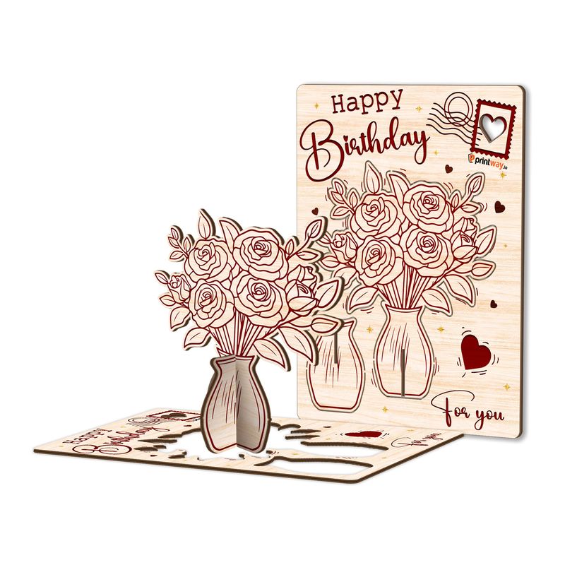 Custom Shape 1-Layer Wooden 3D Pop-Up Card