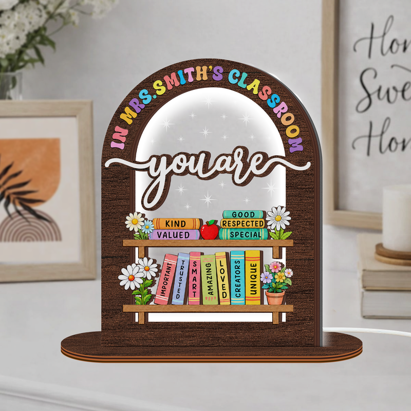Custom Shape 4-Layer Acrylic And Wooden Standing With Led Light