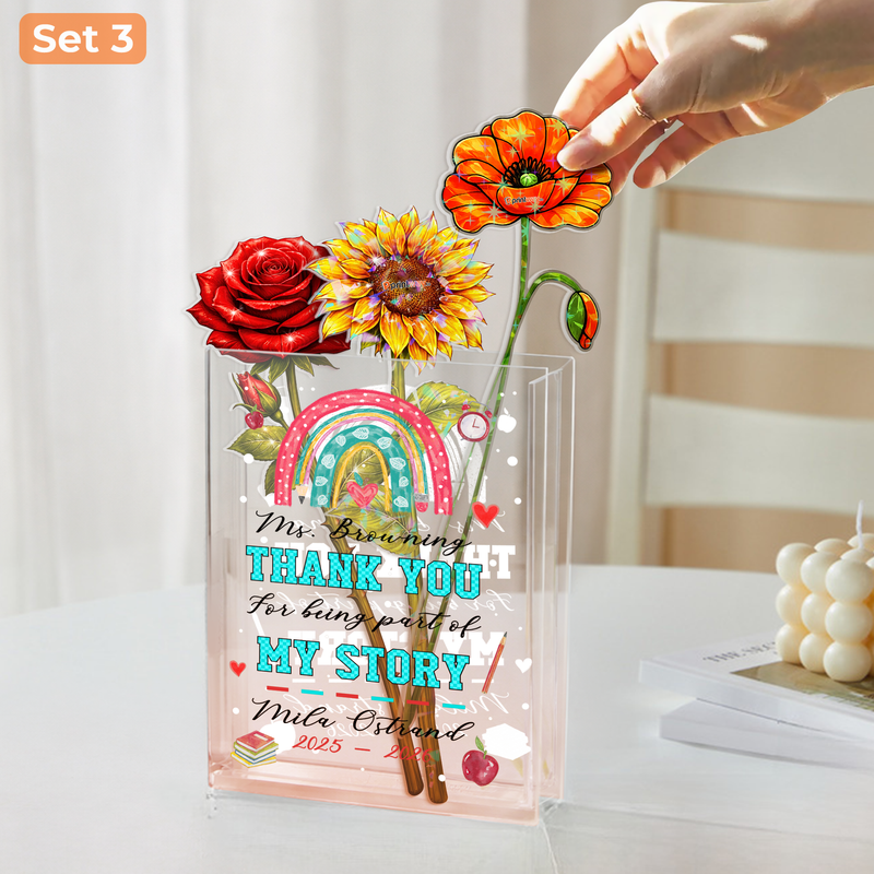 Custom Shape 1-Layer Hologram Flowers With Acrylic Book Vase
