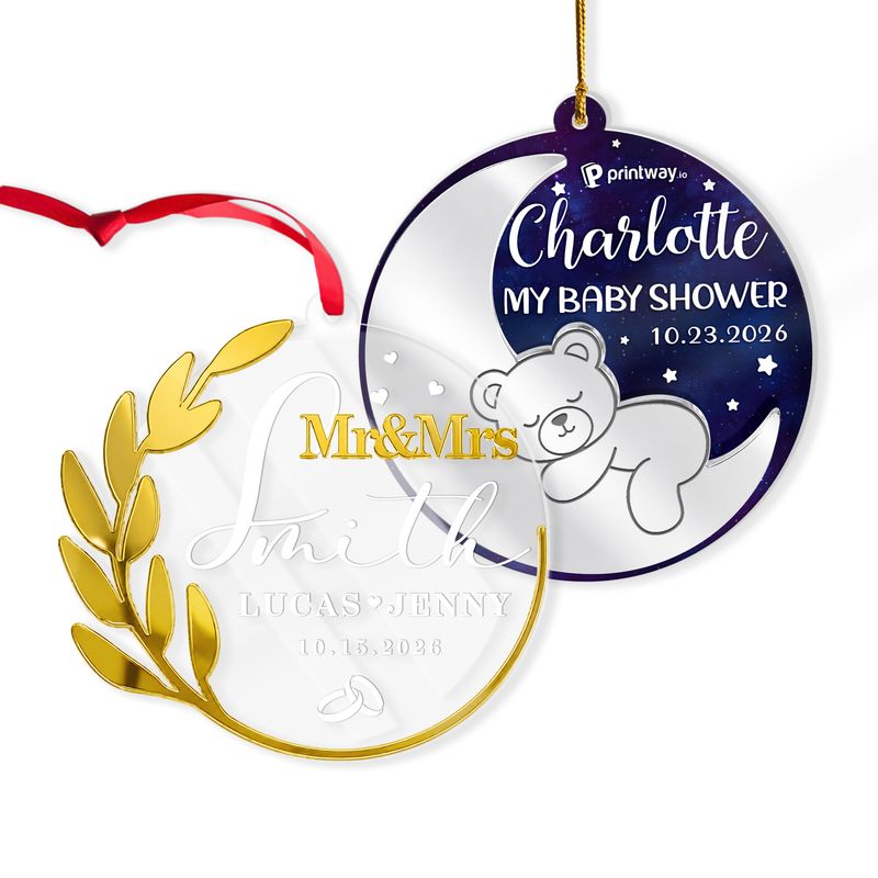 Custom Shape 2-Layer Transparent And Mirror Acrylic Ornament