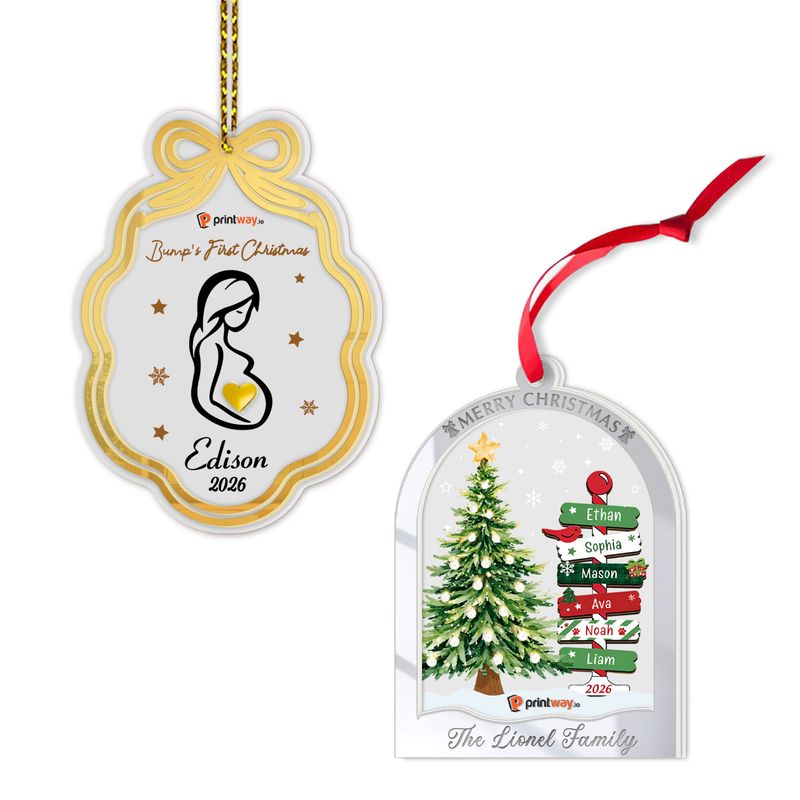 Custom Shape 2-Layer Frosted And Mirror Acrylic Ornament
