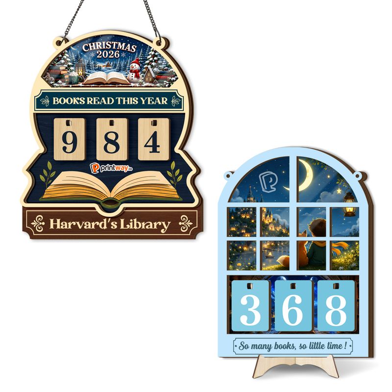 Custom Shape Wooden Number Tracker with Acrylic Photo